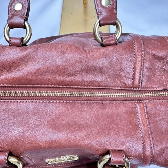 Coach Brown/Rust Leather Satchel/Shoulder Bag with Gold Accents (3 Hang Tags) - Picture 10 of 15